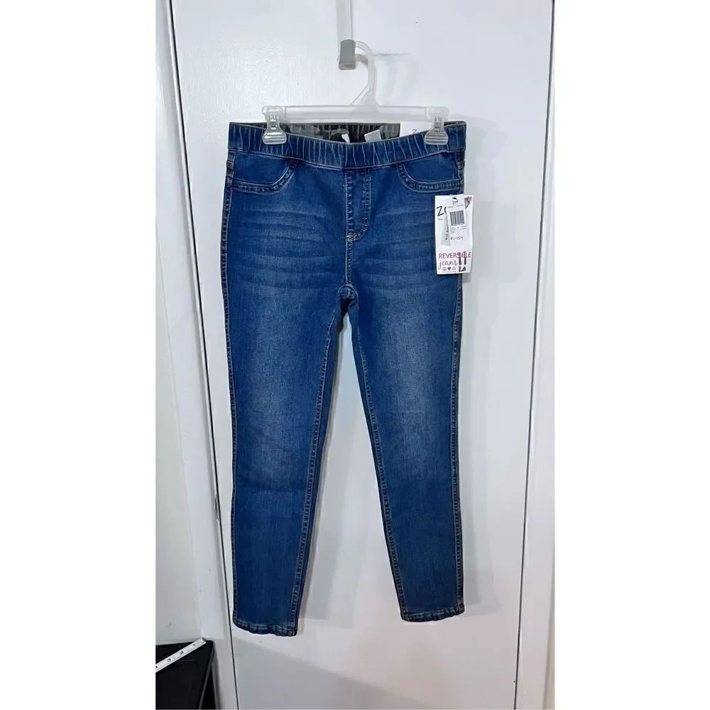 ZOE PHEOBE MID RISE LEGGING REVERSIBLE PULL ON SKINNY JEANS SIZE 7 P1-154